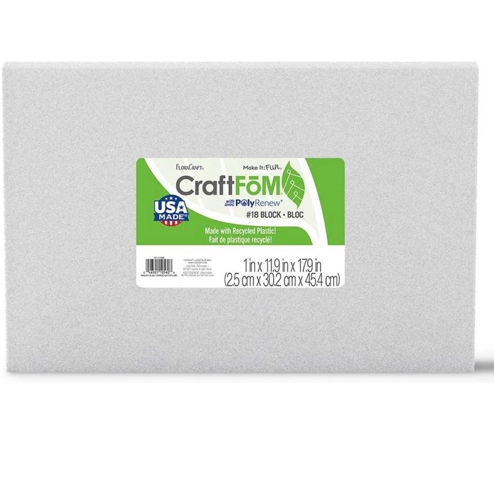 Floracraft Craft Foam USA Made with Recycled Plastic 1in x 11.9in x 17.9 in